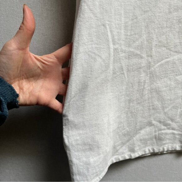 DKR Linen Viscose Relaxed Fit Long sleeveless white top with pockets Sz S - Picture 3 of 8